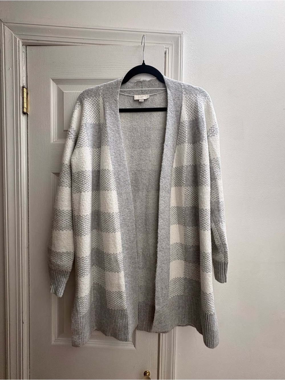 Cozy Loft Gray & White Striped Women's Cardigan